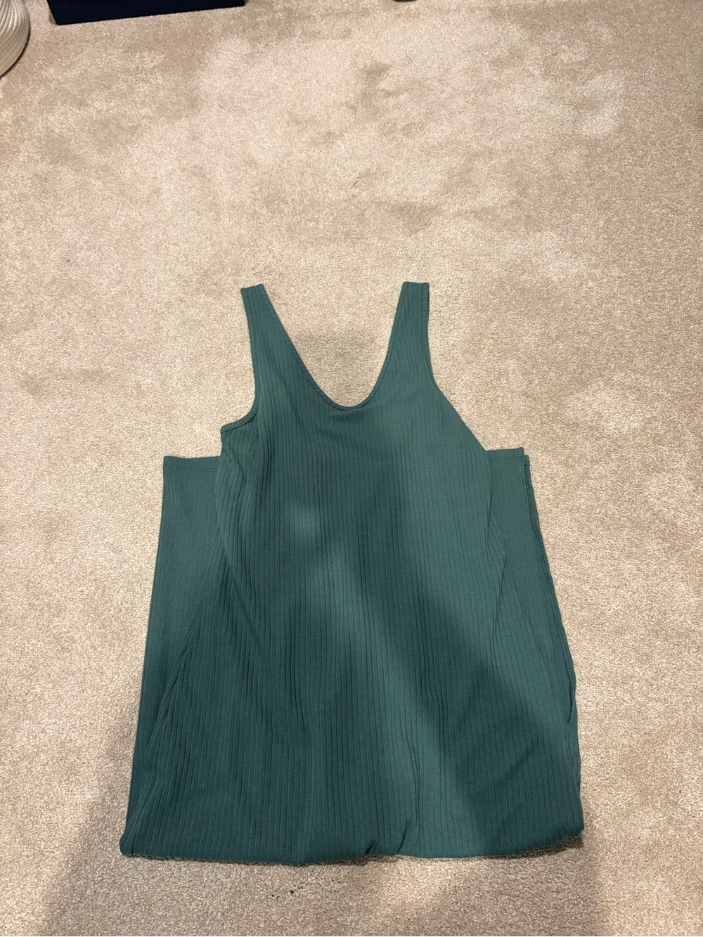 Abercrombie & Fitch Ribbed Midi Dress in Teal Green